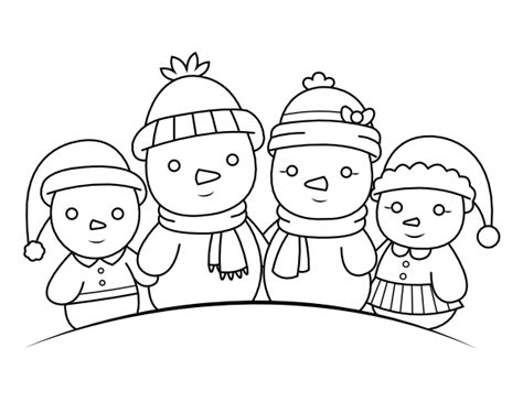 printable snowman family coloring page