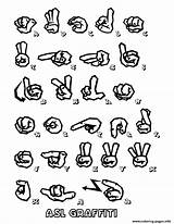 Alphabet Coloring Asl Graffiti Pages Sign Language Hello Number Set Clipart Printable Print Styles Tags Calendars sketch template