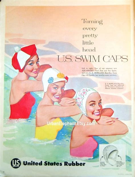 1956 Seventeen Magazine Advertisement Featuring Swim Caps