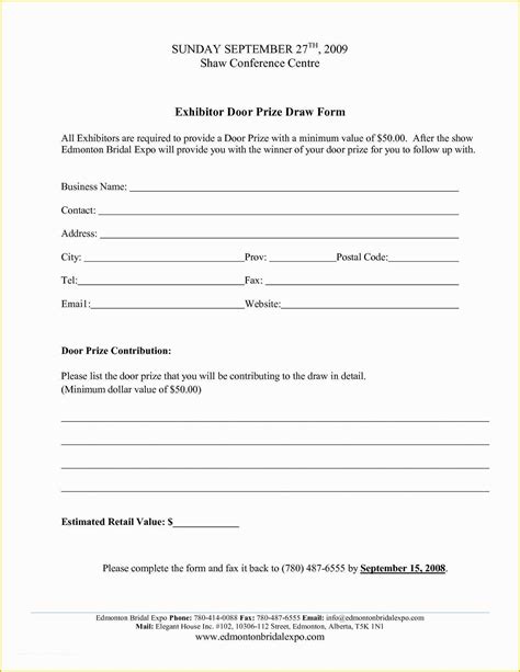 entry form template    printable contest entry form template