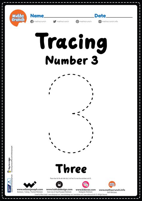 tracing number  worksheet  kids  printable
