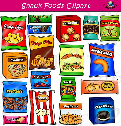 snack foods clipart set  clipart  school food clipart snack clipart clip art