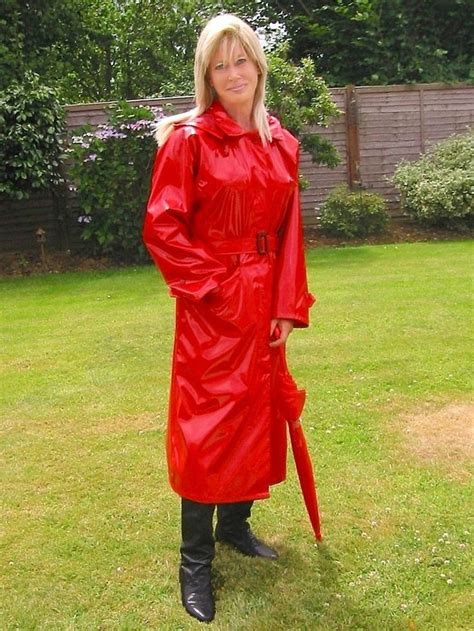 Red Pvc Raincoat Raincoat Fashion Rainwear Fashion Rainwear Girl