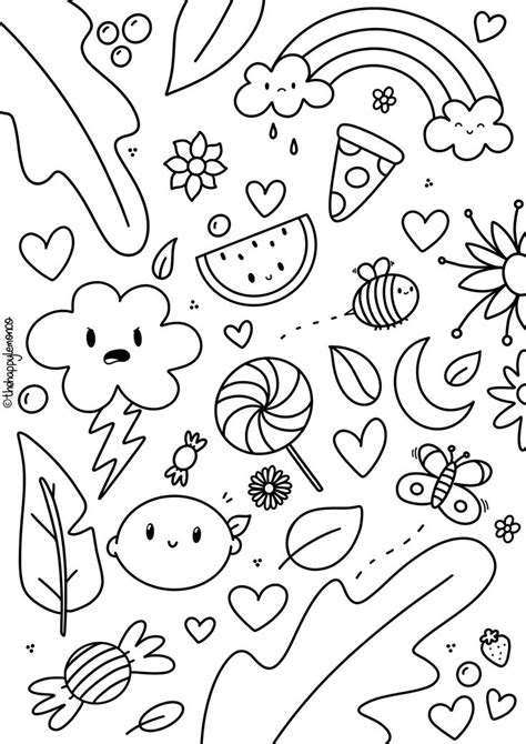 kawaii doodles colouring page cute coloring pages doodle coloring