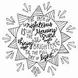 Proverbs Sun Verse Scripture Righteous Handlettered sketch template