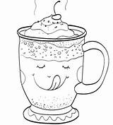 Coloring Pages Chocolate Christmas Cup Printable Coffee Hot Fall Cups Printables Cocoa Kids Latte Autumn Clipart Print Winter Iced Tea sketch template