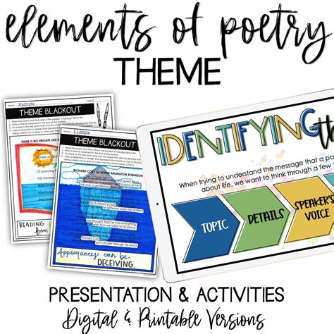 understanding theme  poetry mini lesson slideshow blackout activity