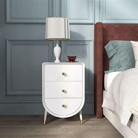 modern white nightstand compact  table  bedroom side table