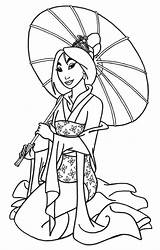 Mulan Coloring Pages Everfreecoloring Princess sketch template