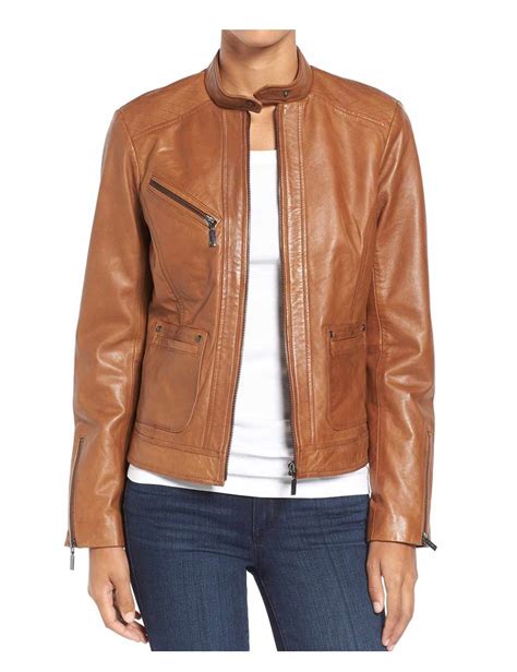 Womens Brown Leather Jacket Casual Style Hjackets