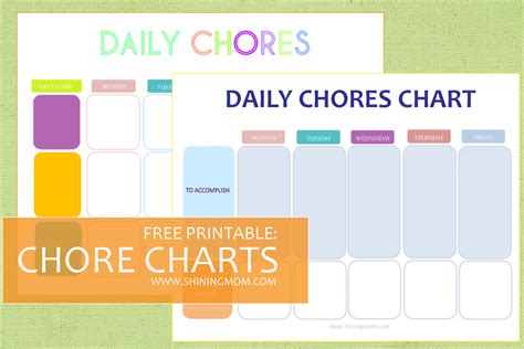 printable charts  chores