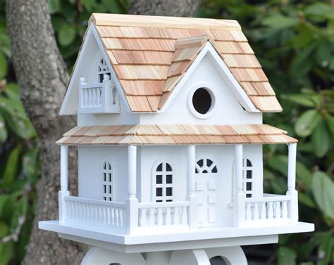 fancy birdhouses home bazaar cape  cottage birdhouse white