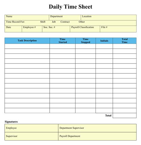 printable time sheet template printable  templates