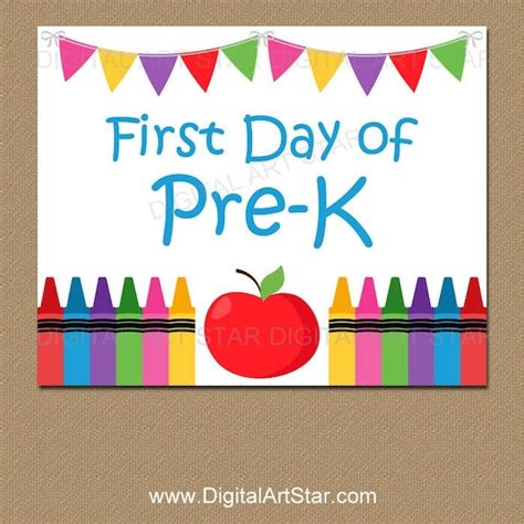 day  prek sign instant   day  pre  printable sign school classroom