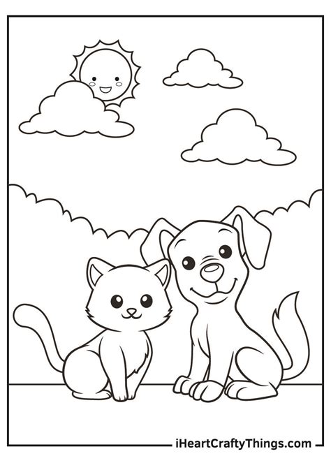 dog  cat coloring pages cat coloring page dog coloring page