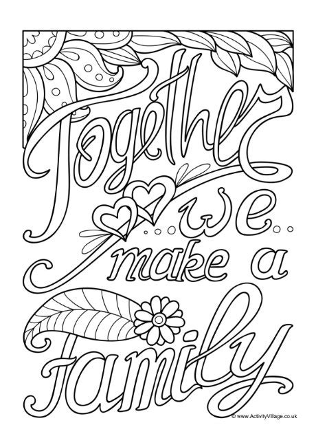 family colouring page