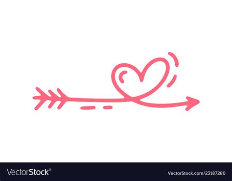 monoline arrow  heart valentines day vector image