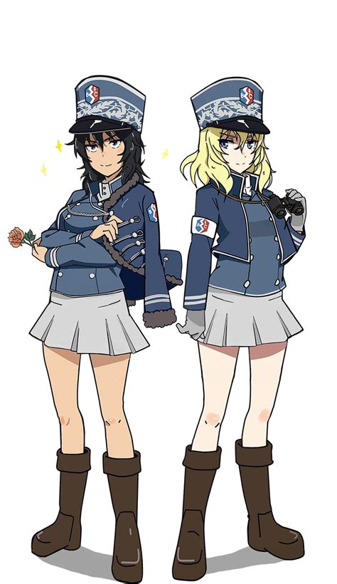 safebooru 2girls adapted uniform andou girls und panzer arm grab