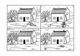 Coloring Seasons Cottage Four Pages Country Christmas Pdf Favecrafts sketch template