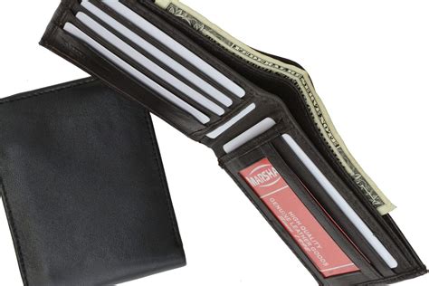 mens soft genuine leather slim id bifold wallet  menswallet
