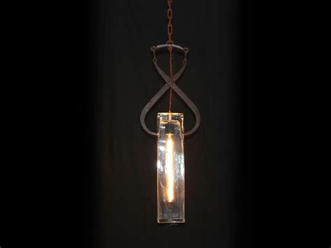 Vintage Ice Tong Hand Blown Glass Pendant Light By