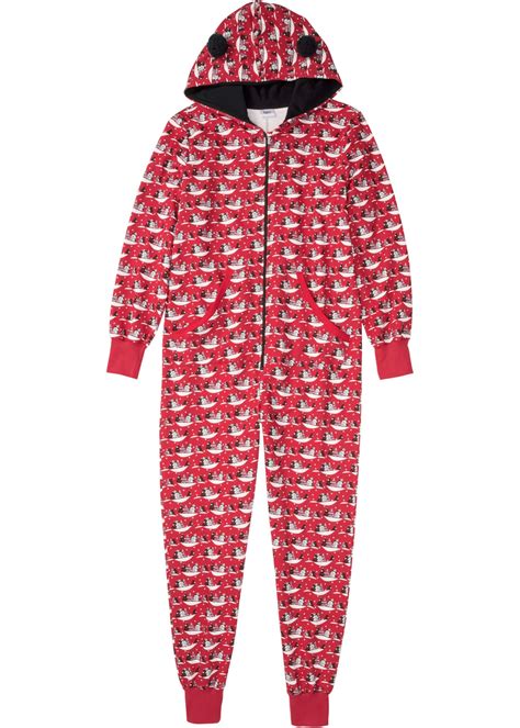 lieve pyjama onesie met een winterse print   rood