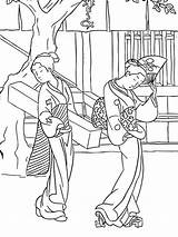 Geisha Japanese Coloring Pages Getdrawings sketch template