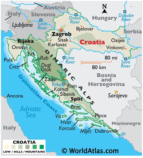 croatia map geography  croatia map  croatia worldatlascom