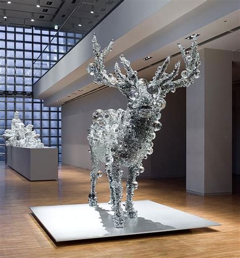 Stunning Glass Art Sculptures Made Of Glass Beads Design Swan
