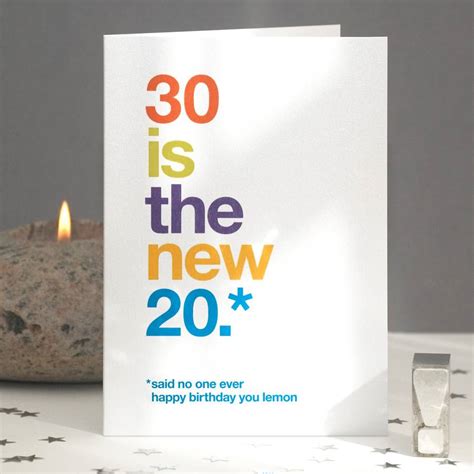 30 Is The New 20 Funny 30th Birthday Card By Wordplay