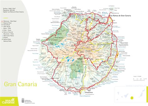 large detailed map  gran canaria  beaches
