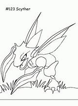 Pokemon Scyther Coloring Pages Kids sketch template
