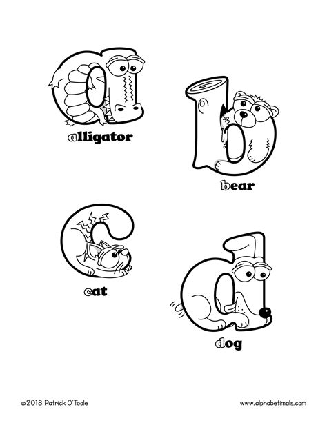 printable coloring pages lowercase letters animals alphabetimals