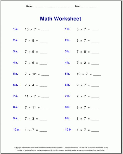grade math printable worksheets  answers math worksheets