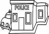 Police Station Coloring Building Library Clipart Drawing Pages Printable Drawings sketch template