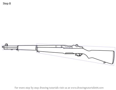 draw   garand rifle rifles step  step drawingtutorialscom