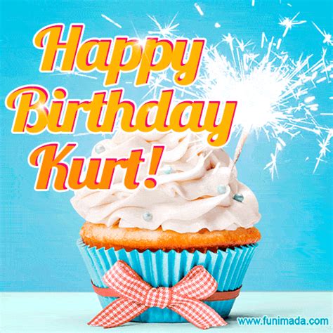 Happy Birthday Kurt Elegant Cupcake With A Sparkler
