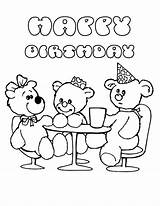 Bear Birthday Pages Coloring Teddy Party Netart Tea Template sketch template