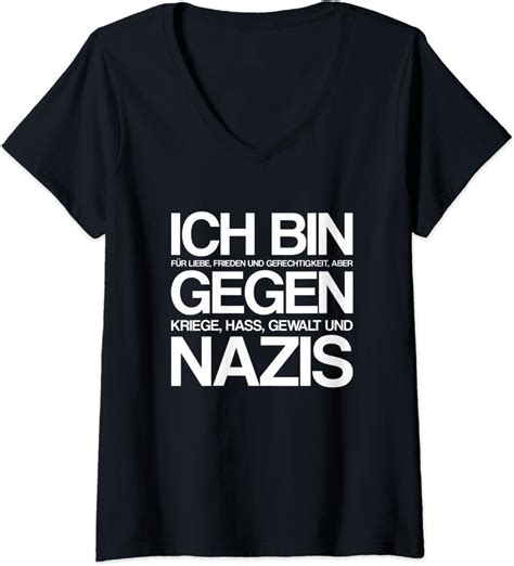 damen ich bin gegen nazis antirassismus  shirt mit  ausschnitt amazonde bekleidung