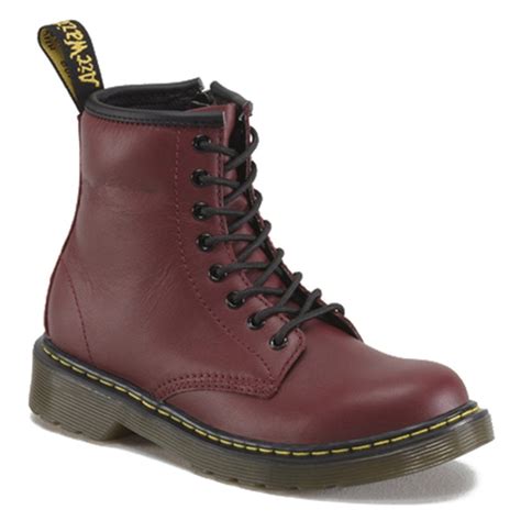 dr martens kids delaney cherry softy leather junior boots