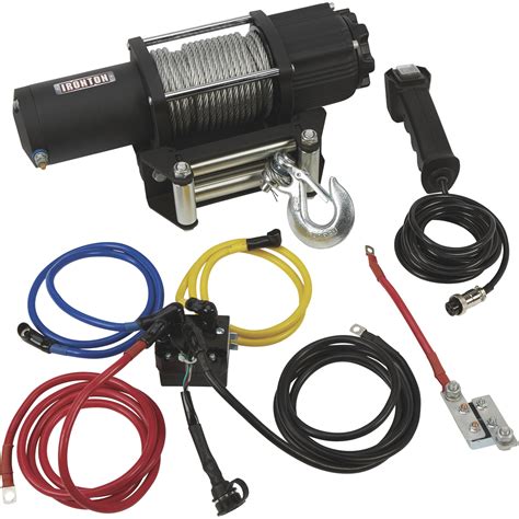 ironton  volt dc powered electric atv winch  lb capacity steel wire rope northern tool