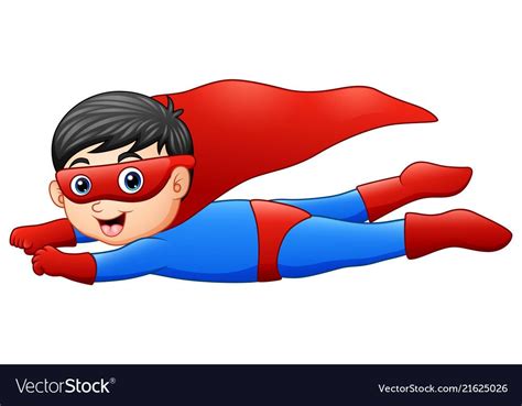 illustration  cartoon superhero boy flying    preview