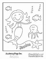 Coloring Pages Personalized Custom Name Printable Kids Getcolorings Mermaid Birthday Getdrawings Colorings sketch template