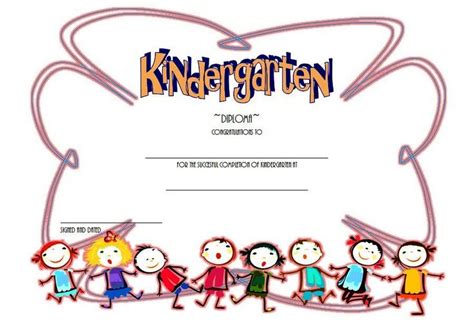 printable kindergarten diploma certificate template