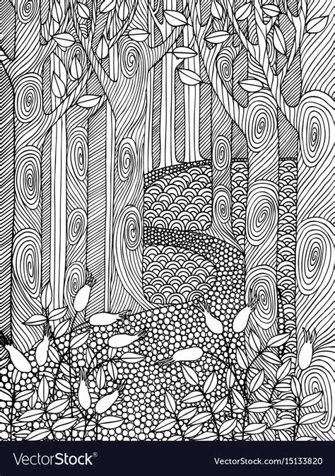 adult coloring book page design  forest trees vector image