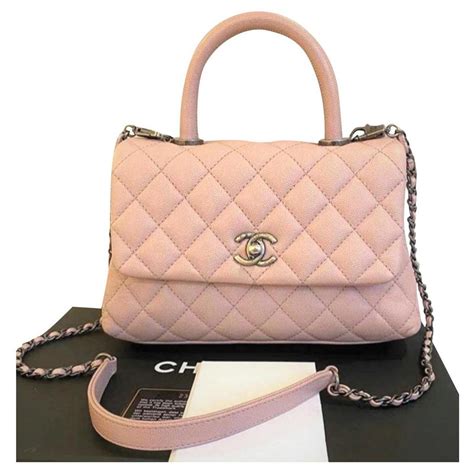 chanel pink mini coco handle bag leather ref joli closet