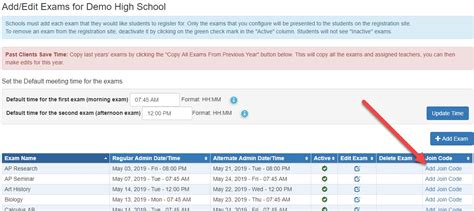 adding join codes  ap exams total registration support