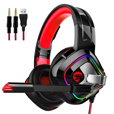 mm gaming headset mic led headphones stereo bass surround  pc xbox  ps red walmart