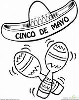 Mayo Cinco Coloring Pages Sombrero Hat Mexican Printable Color Kids Worksheets Worksheet Preschool Sheets Education Printables Crafts Print Holiday Activities sketch template