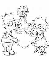 Coloring Bart Lisa Maggie Pages Simpsons Cartoon Valentines Printable Print Sheets Choose Board sketch template